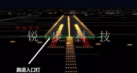 跑道入口灯主要是标明跑道入口所处的位置,灯具安装在跑道纵向末端或